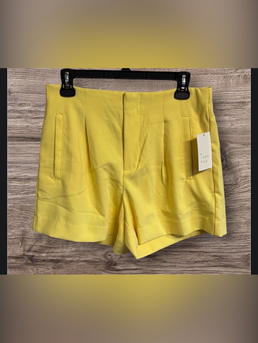 NWT Women's High-Rise Tailored Shorts - A New Day Yellow